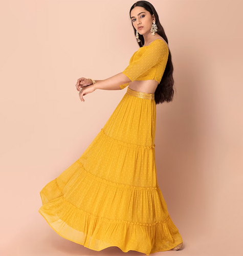 Printed Maxi-Length Tiered Flared Skirts